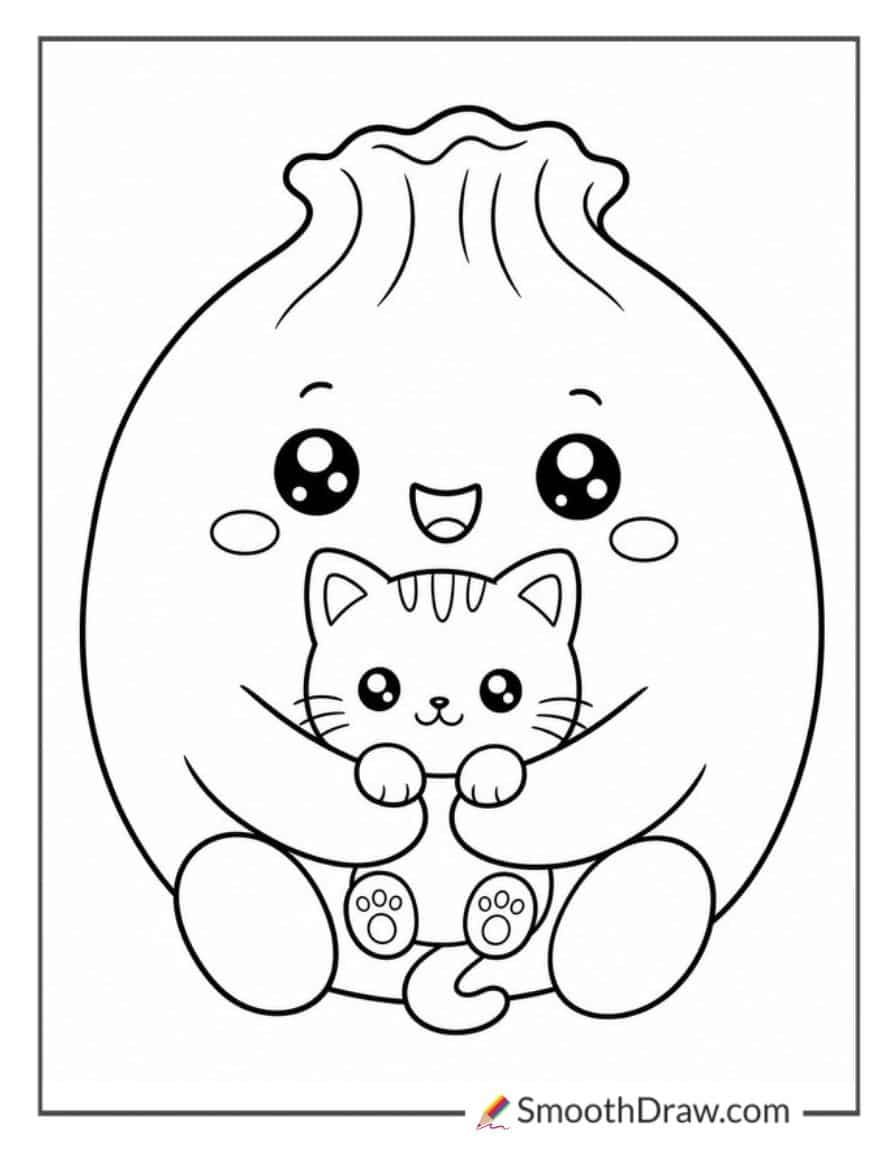 Dumpling Squishy With A Tiny Kitty