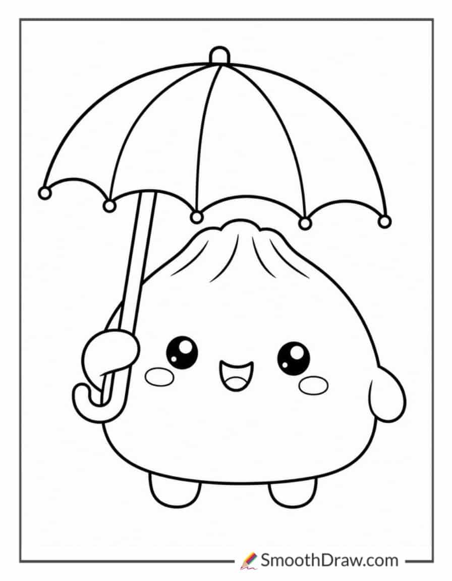 Dumpling Squishy With An Umbrella