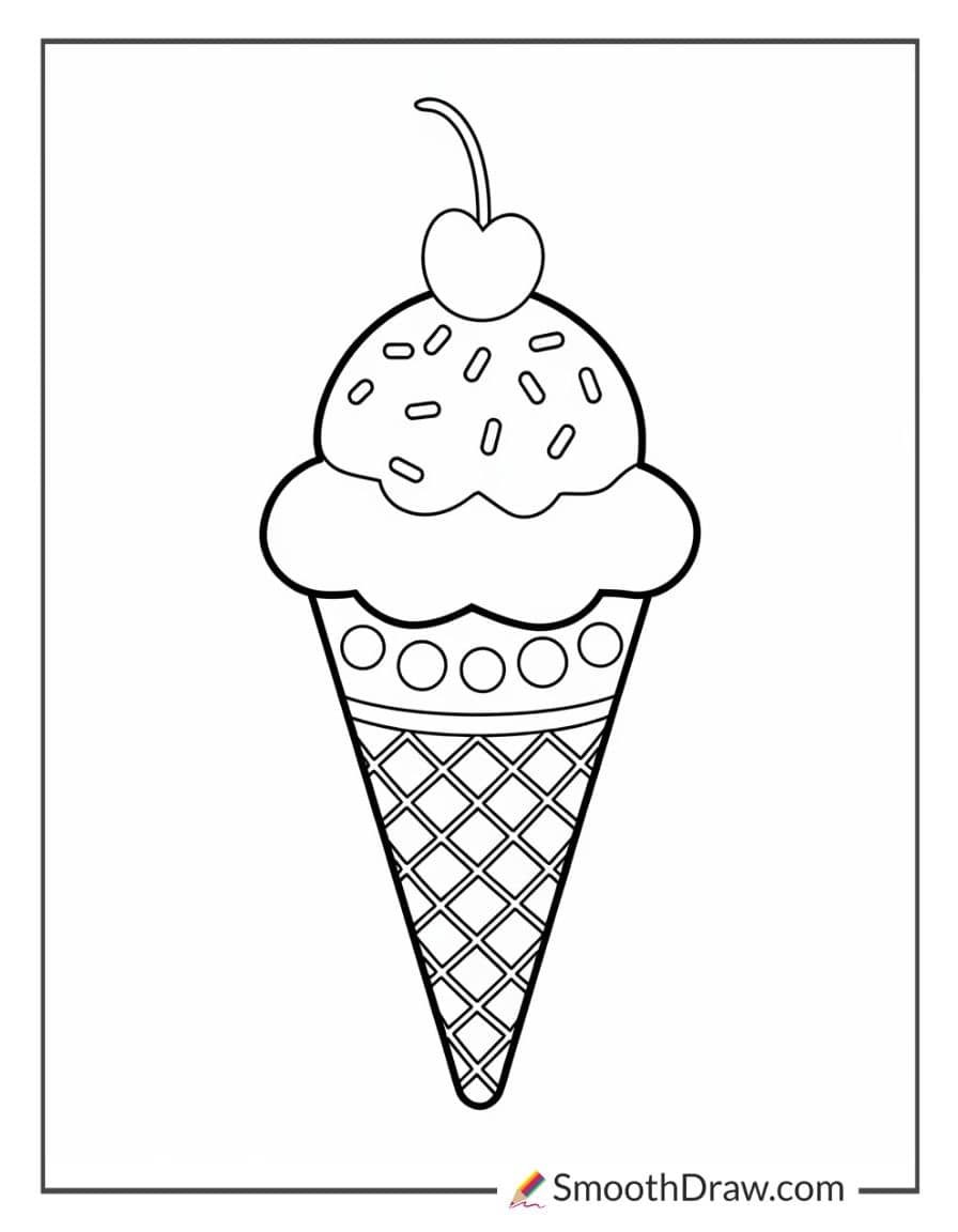 easy ice cream cone coloring page