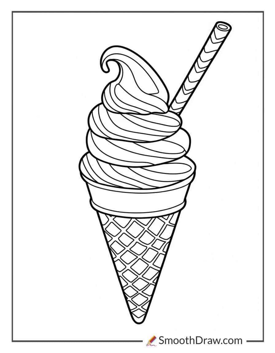 easy ice cream cone coloring sheet