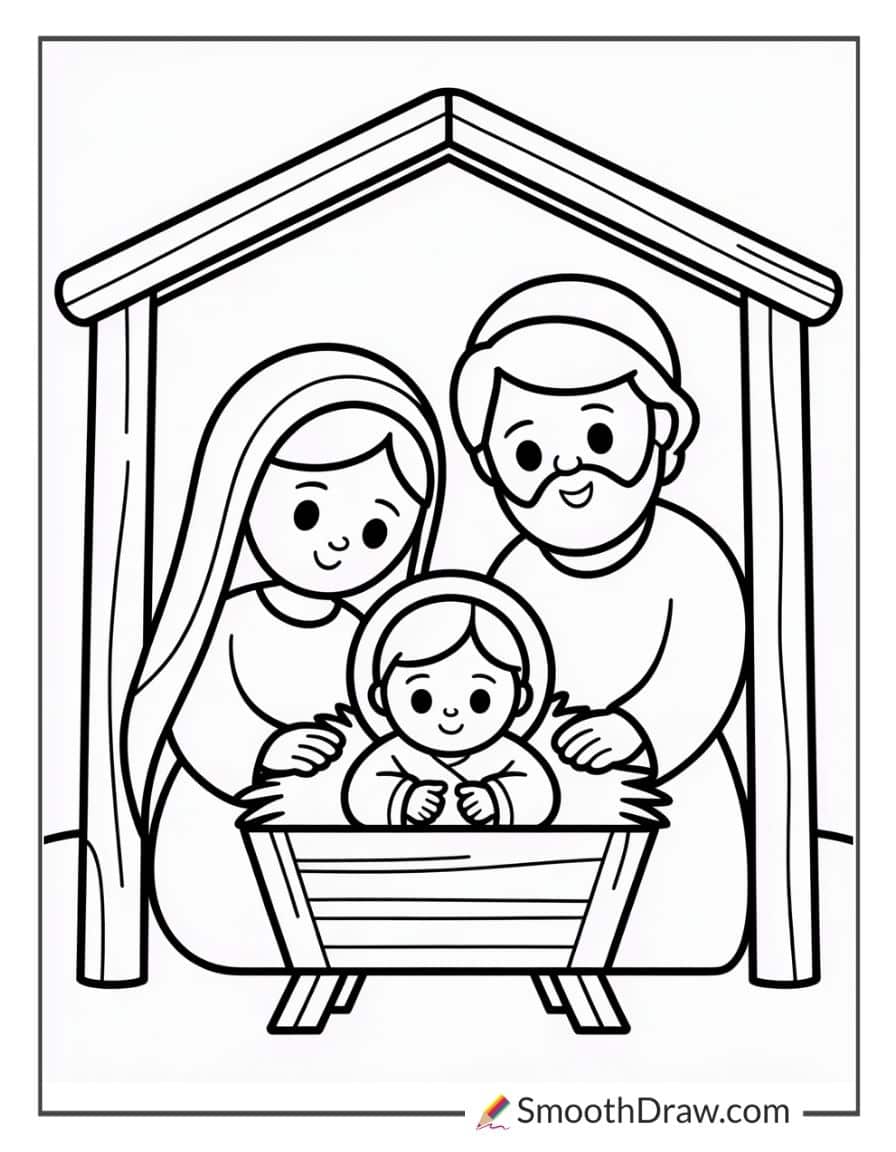Easy Religious Christmas Coloring Pages