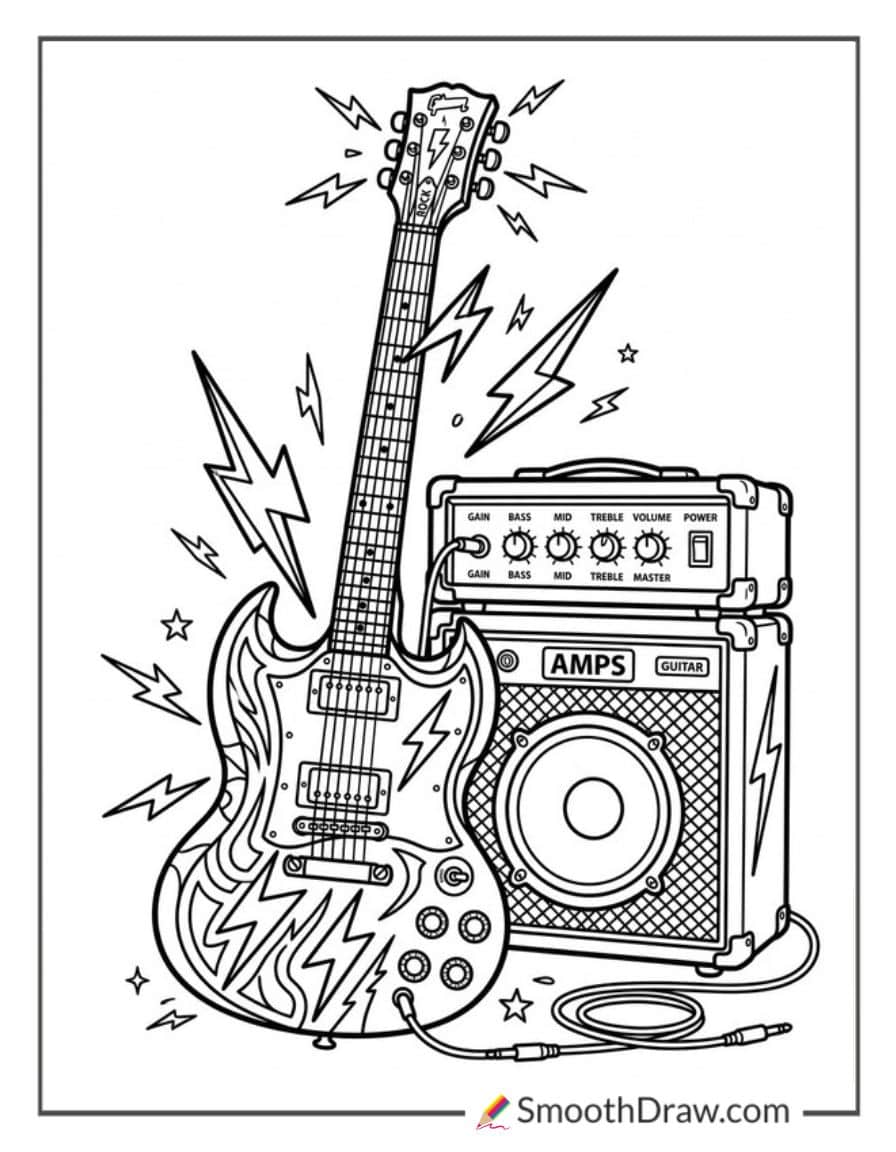 Electric Guitar Coloring Page
