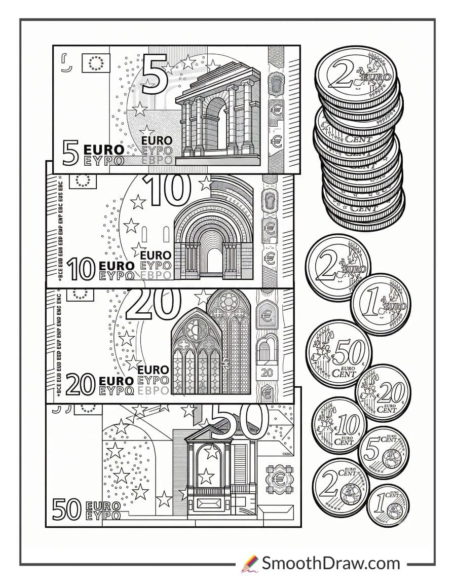 euro money coloring pages