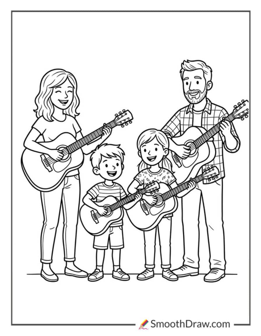 Family Band With Guitars