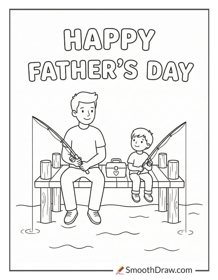 Fathers Day Fishing Coloring Pages 1