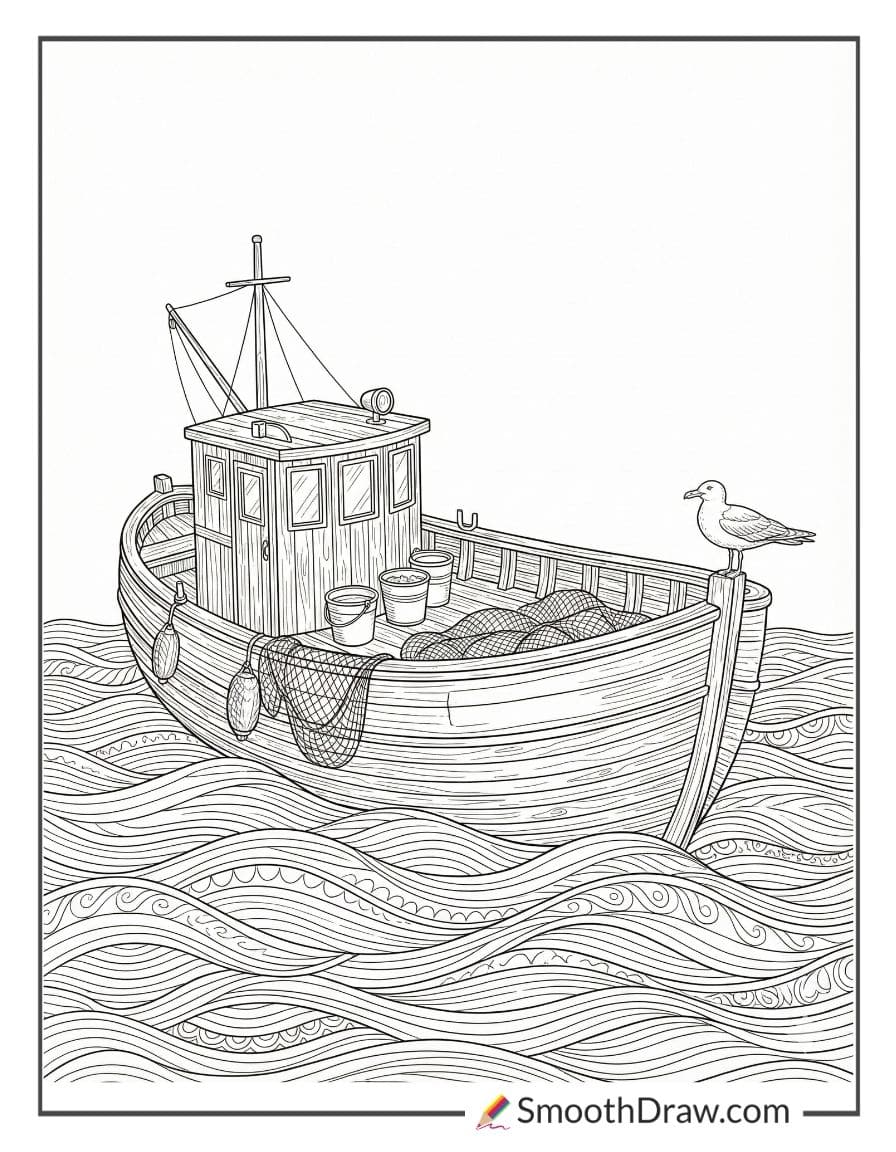 Fishing Boat Coloring Pages 1