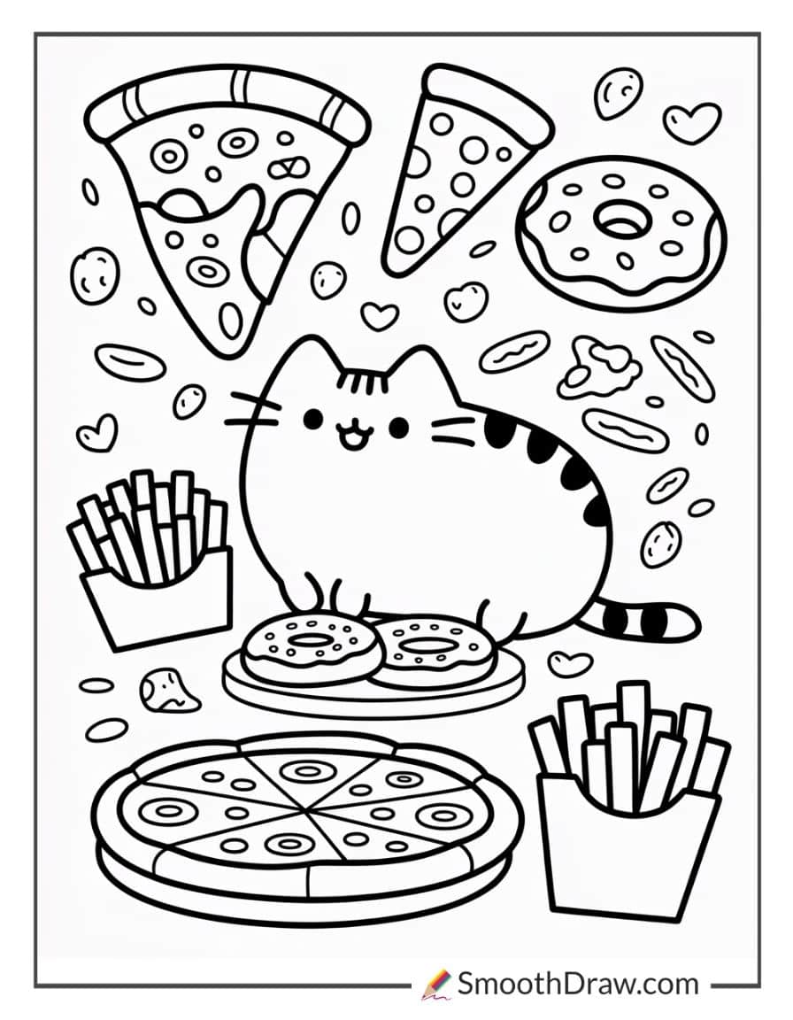 food pusheen coloring pages