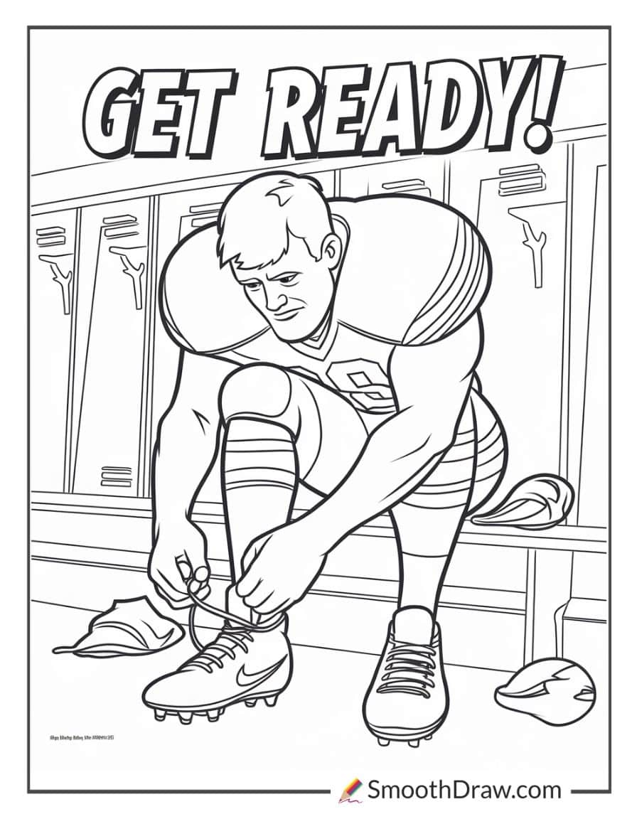 football player getting ready for game