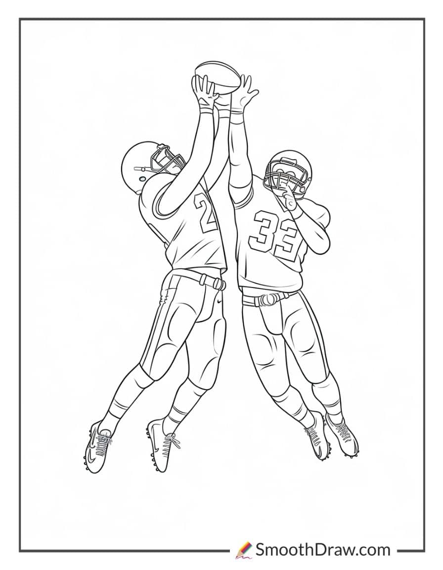 football players catching ball