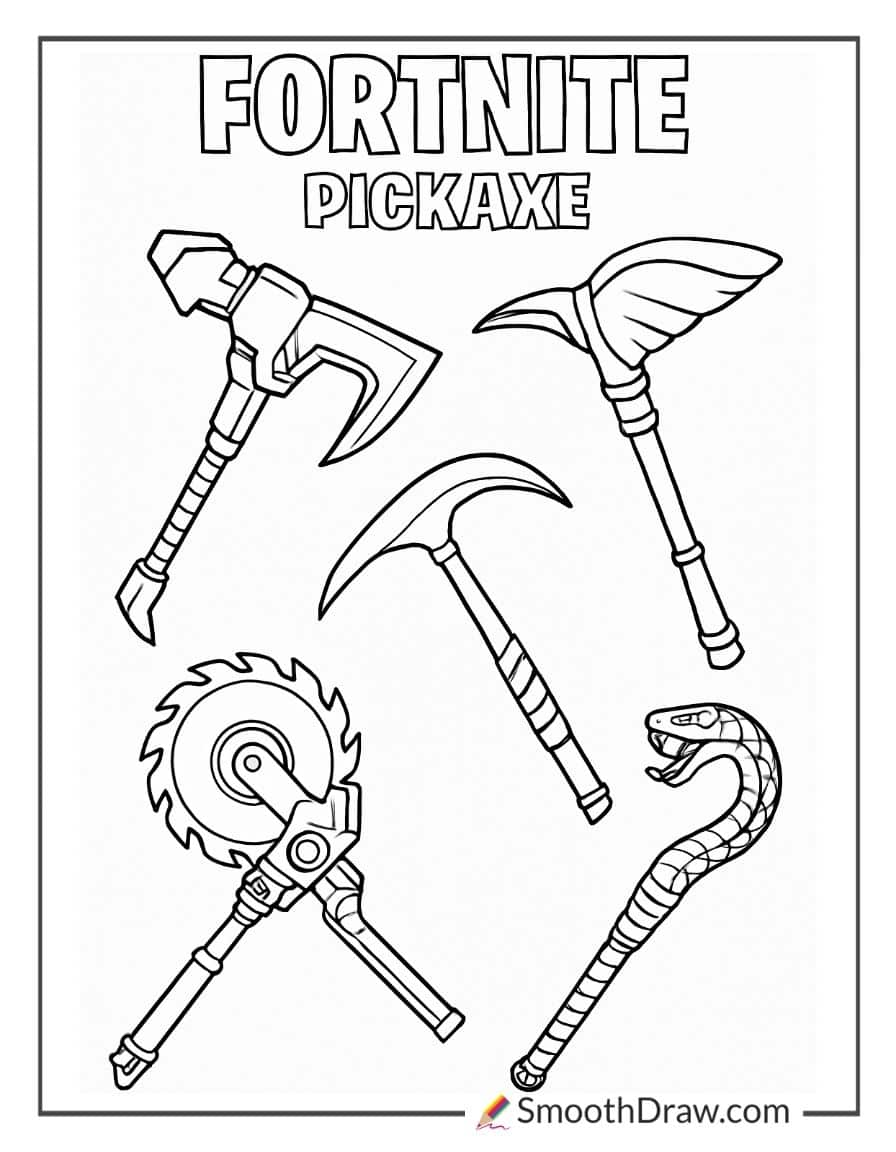 fortnite pickaxe coloring pages