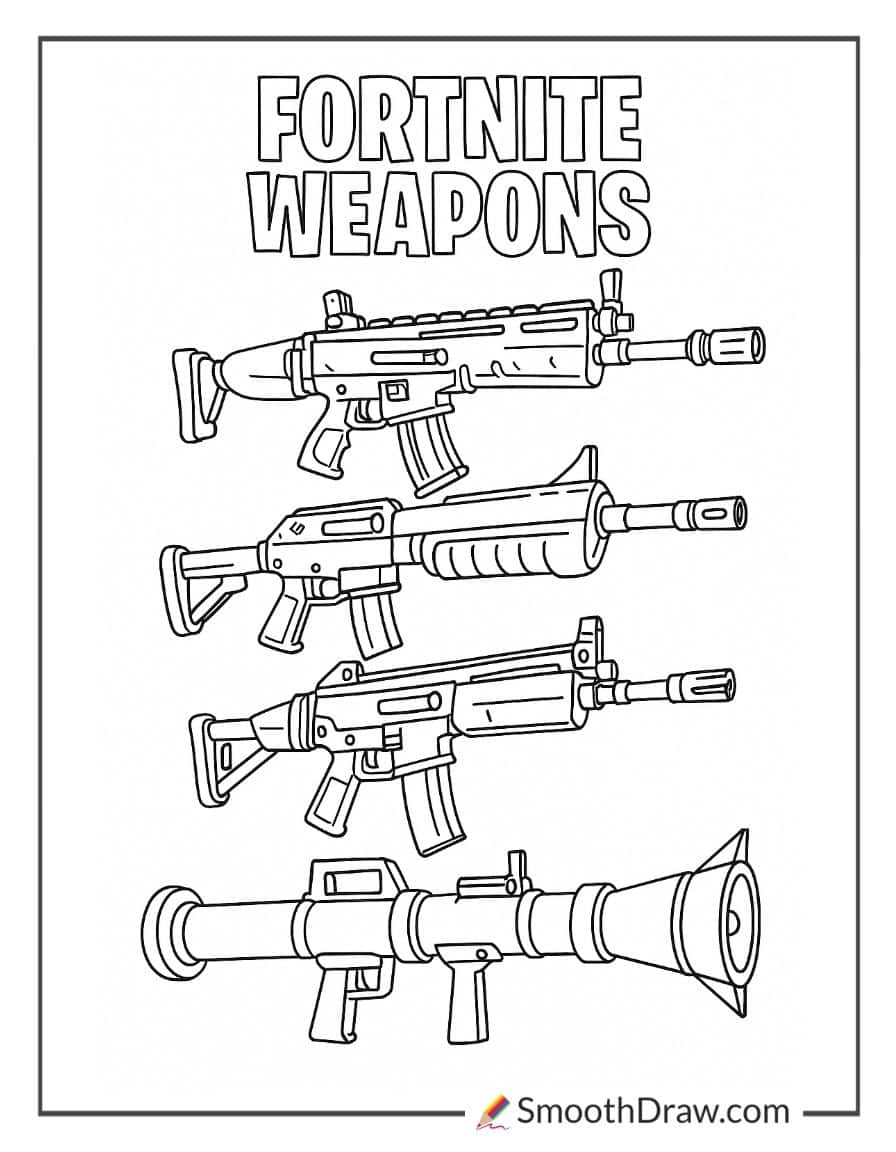 fortnite weapons coloring pages