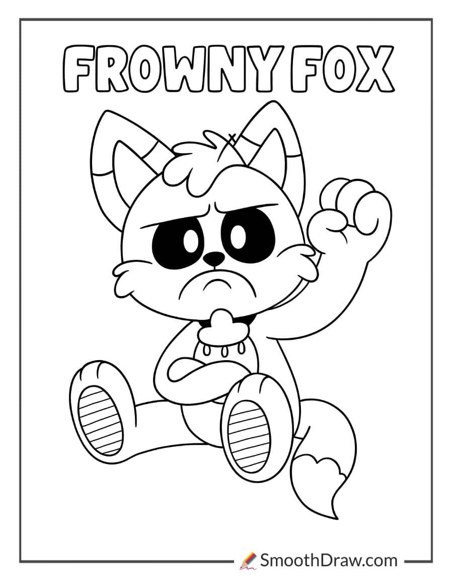 frowny fox smiling critters coloring page