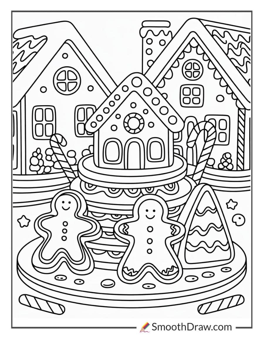 Gingerbread Christmas Coloring Pages
