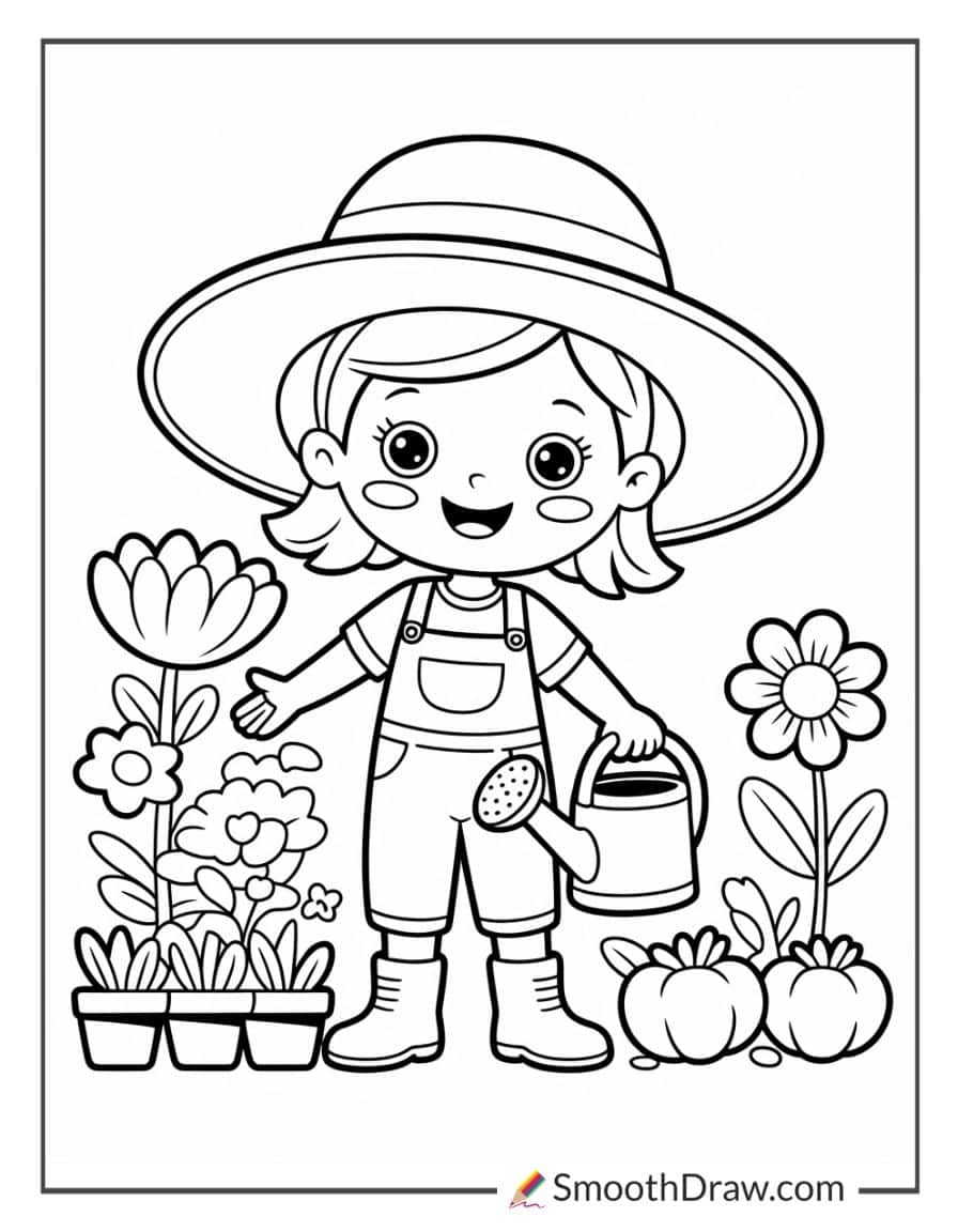 girl farmer coloring pages