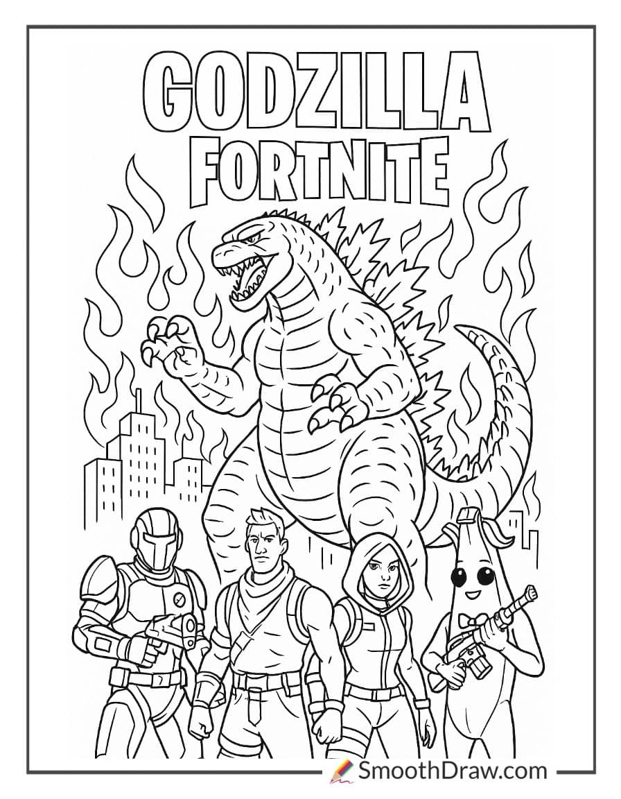 godzilla fortnite coloring page