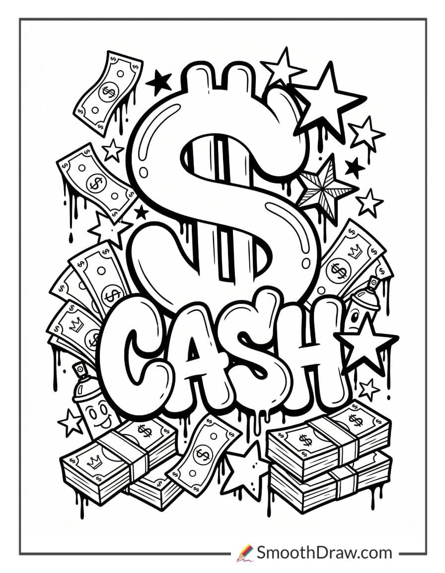 graffiti money coloring pages