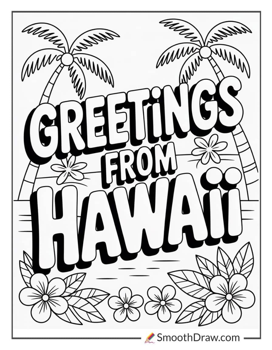 greetings from hawaii coloring page