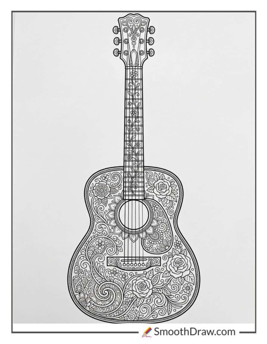 Guitar Coloring Pages For Adults