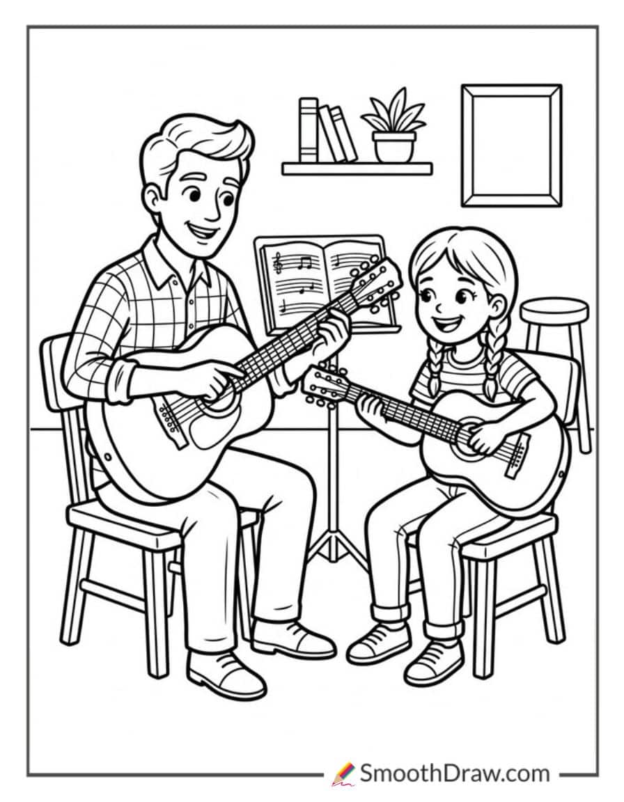 Guitar Teacher And Student