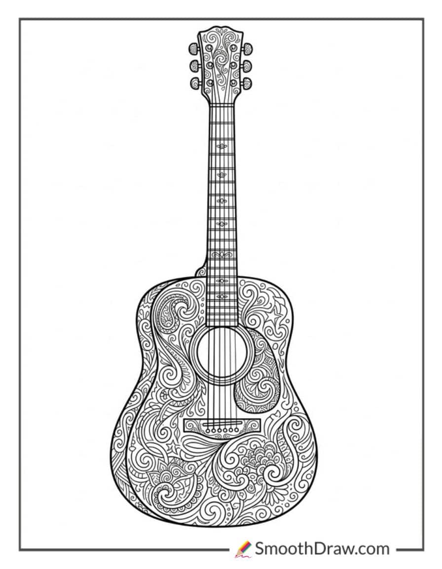 Guitar With Abstract Doodles