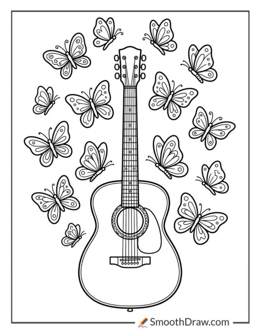 Guitar With Butterflies