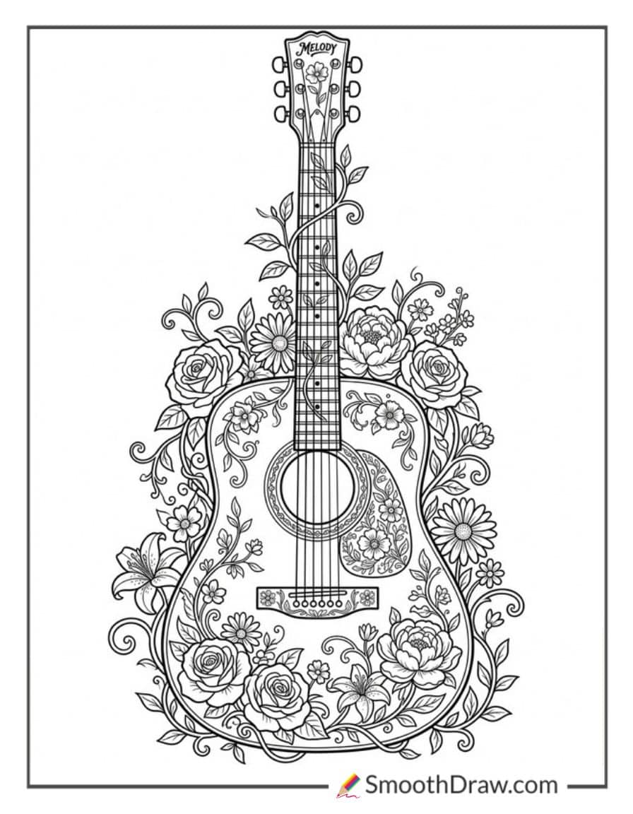 Guitar With Flowers