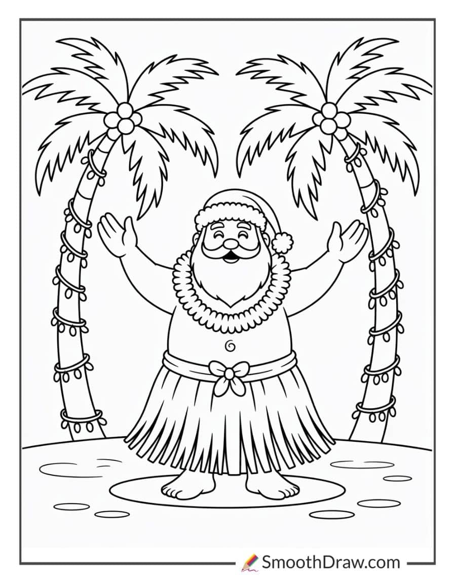 hawaiian christmas coloring page
