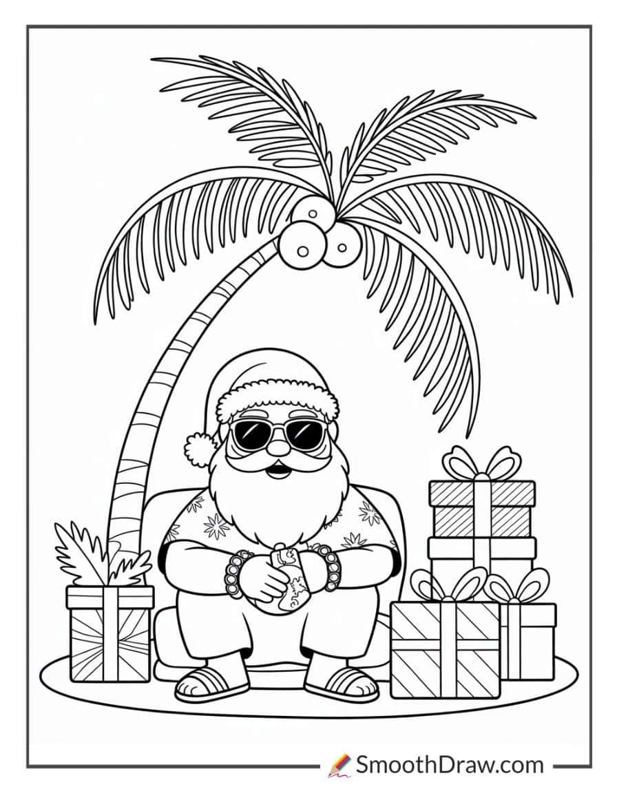 hawaiian santa coloring pages