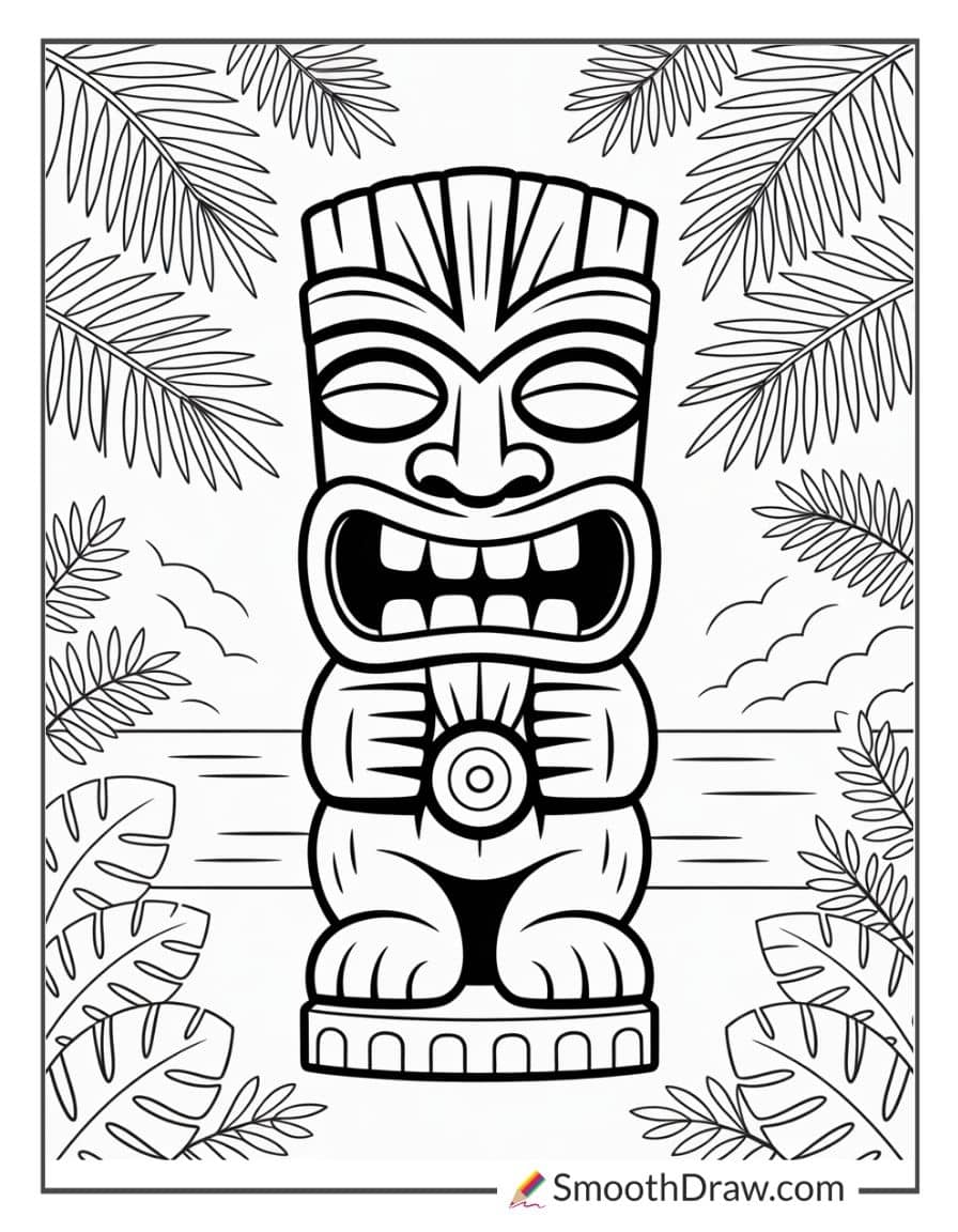 hawaiian tiki coloring page