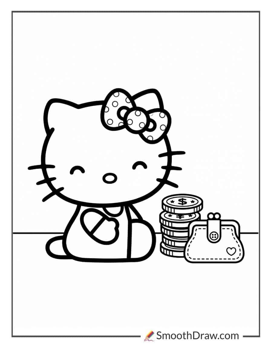 hello kitty money coloring page
