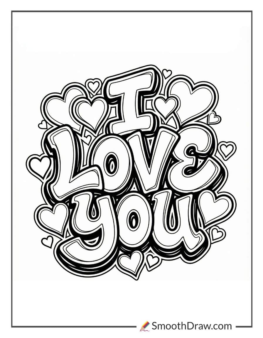 i love you graffiti coloring pages