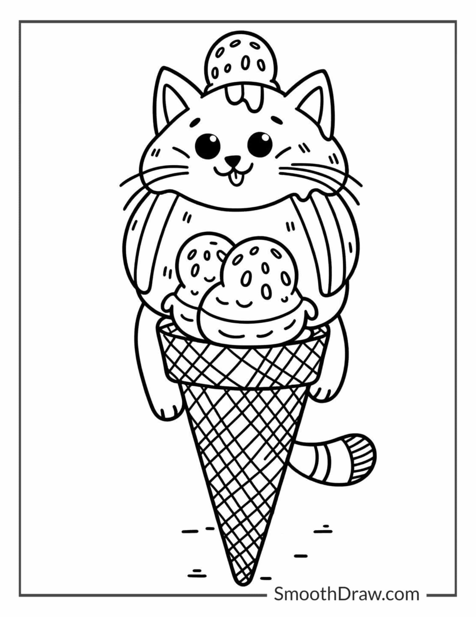 ice cream cat Coloring Page