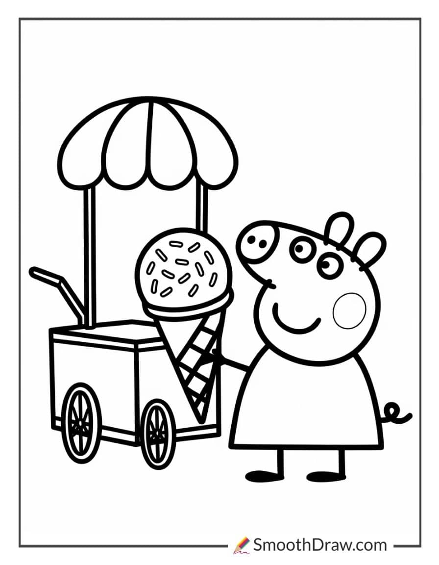 ice cream peppa pig coloring pages