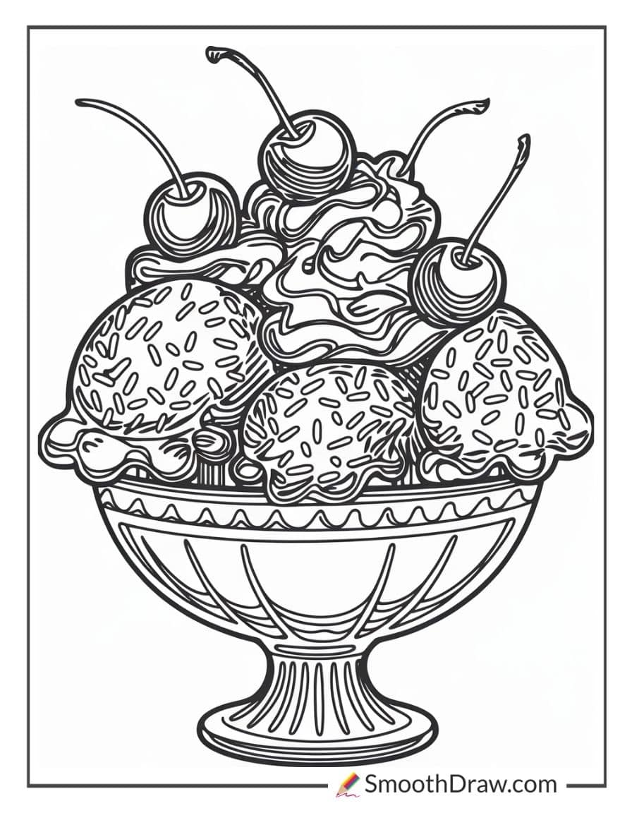 ice cream sundae coloring page