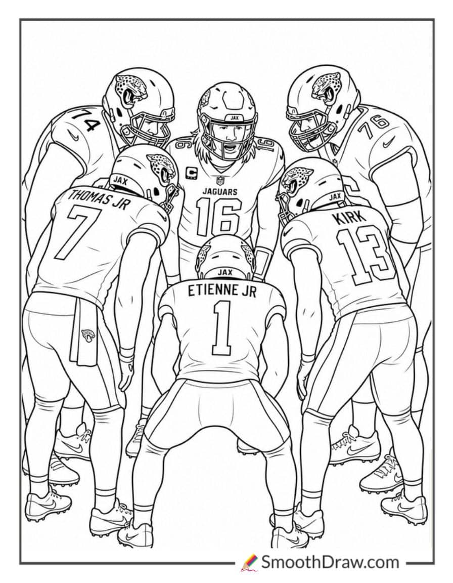 Jaguars Offense Huddle Before Snap