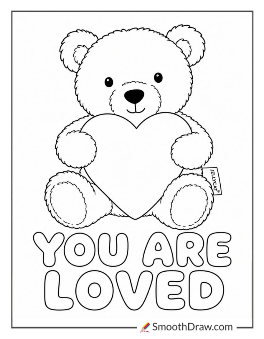 jellycat bear holding a heart