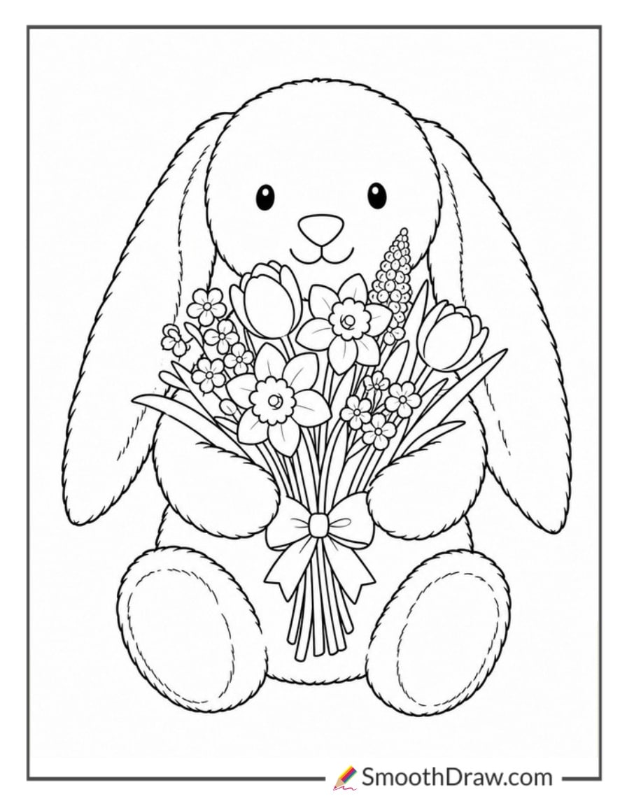 jellycat bunny with a bouquet of flowers