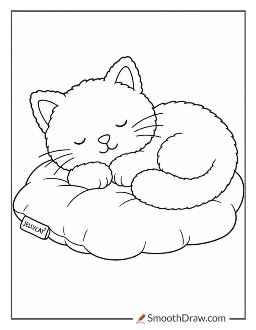jellycat cat napping on a pillow