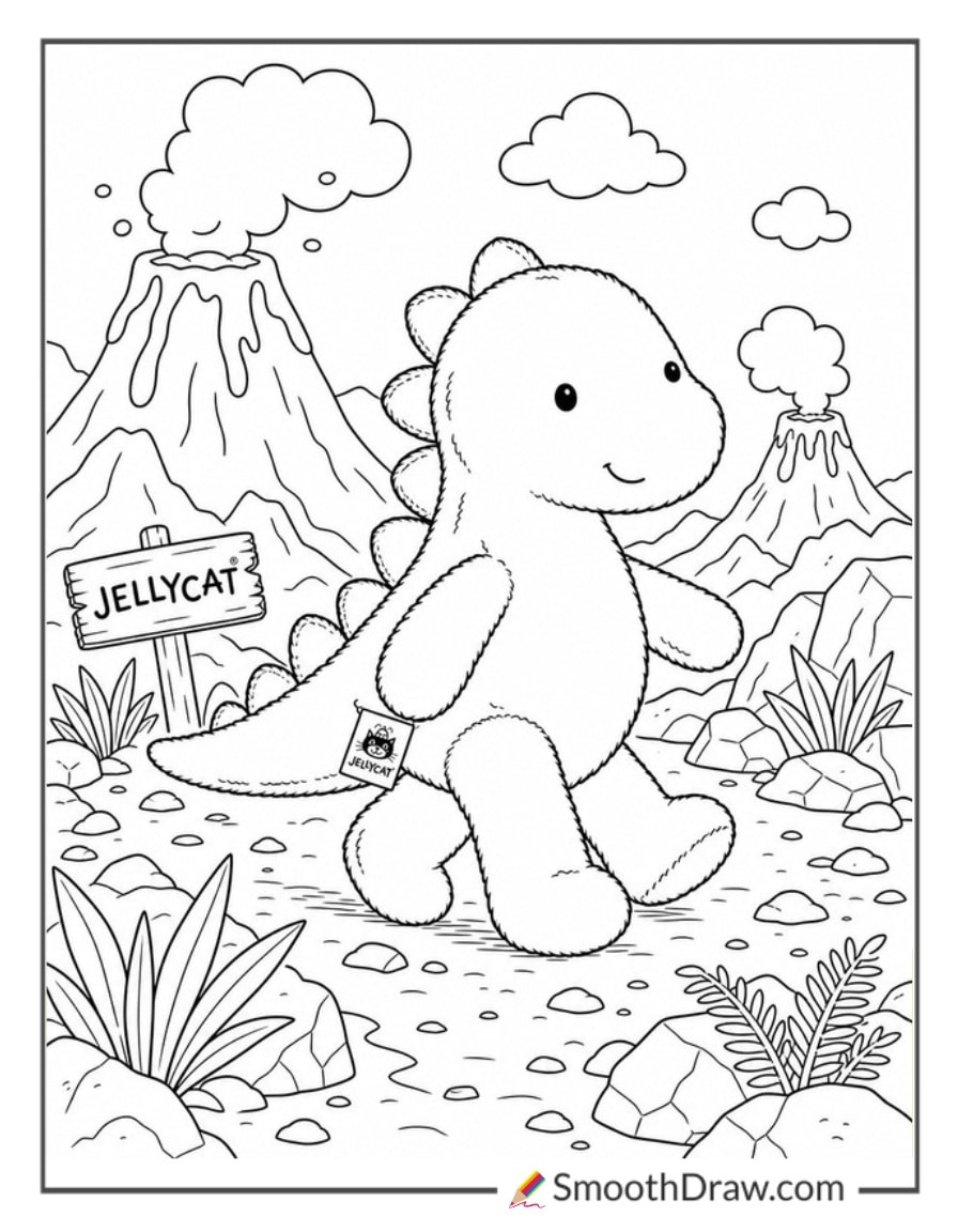 jellycat dinosaur with volcanoes