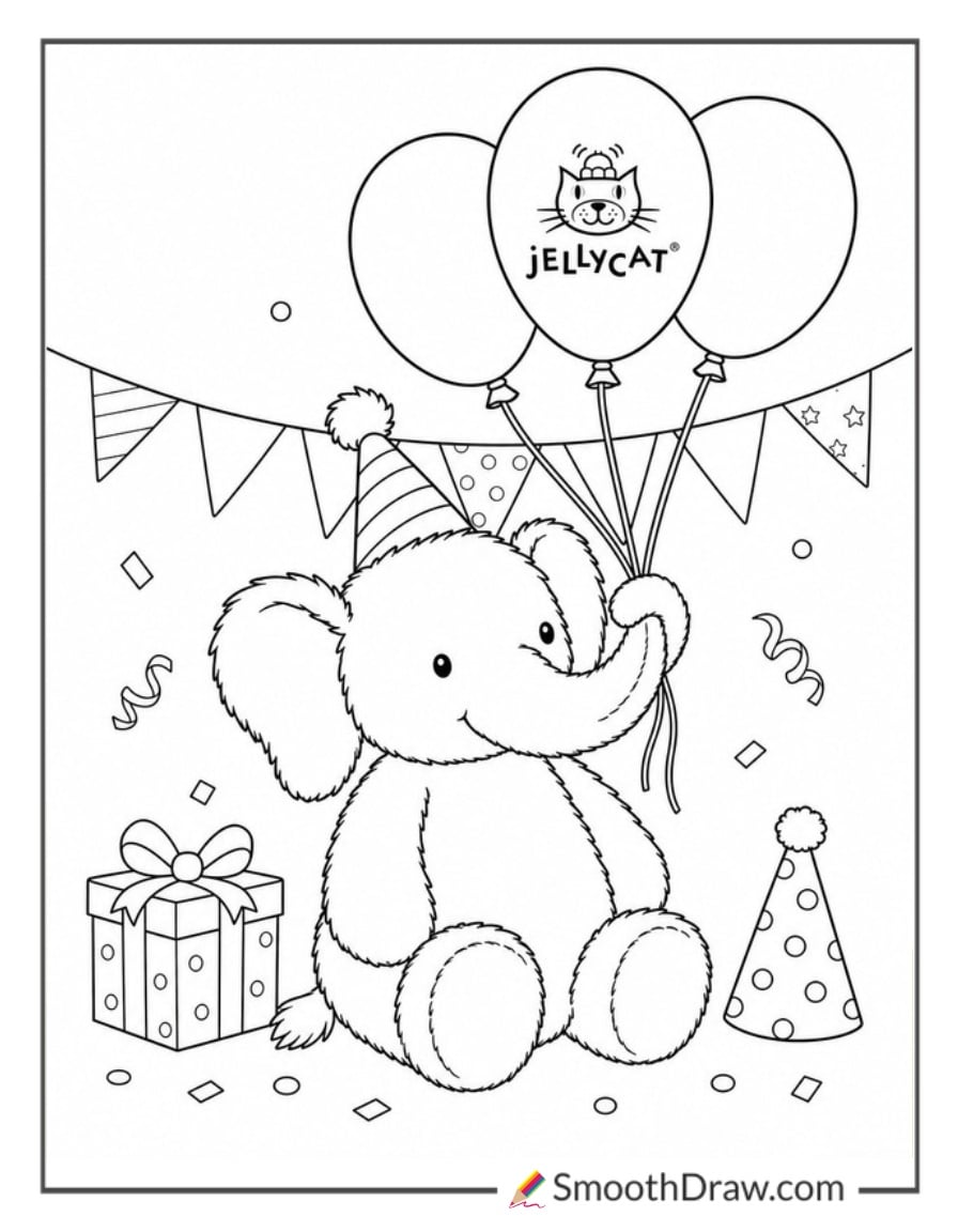 jellycat elephant with balloons