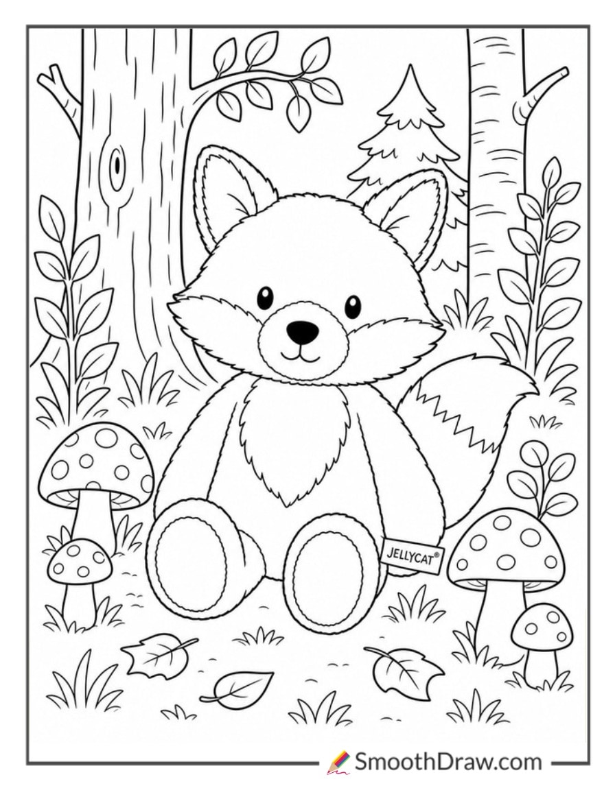 jellycat fox in the forest