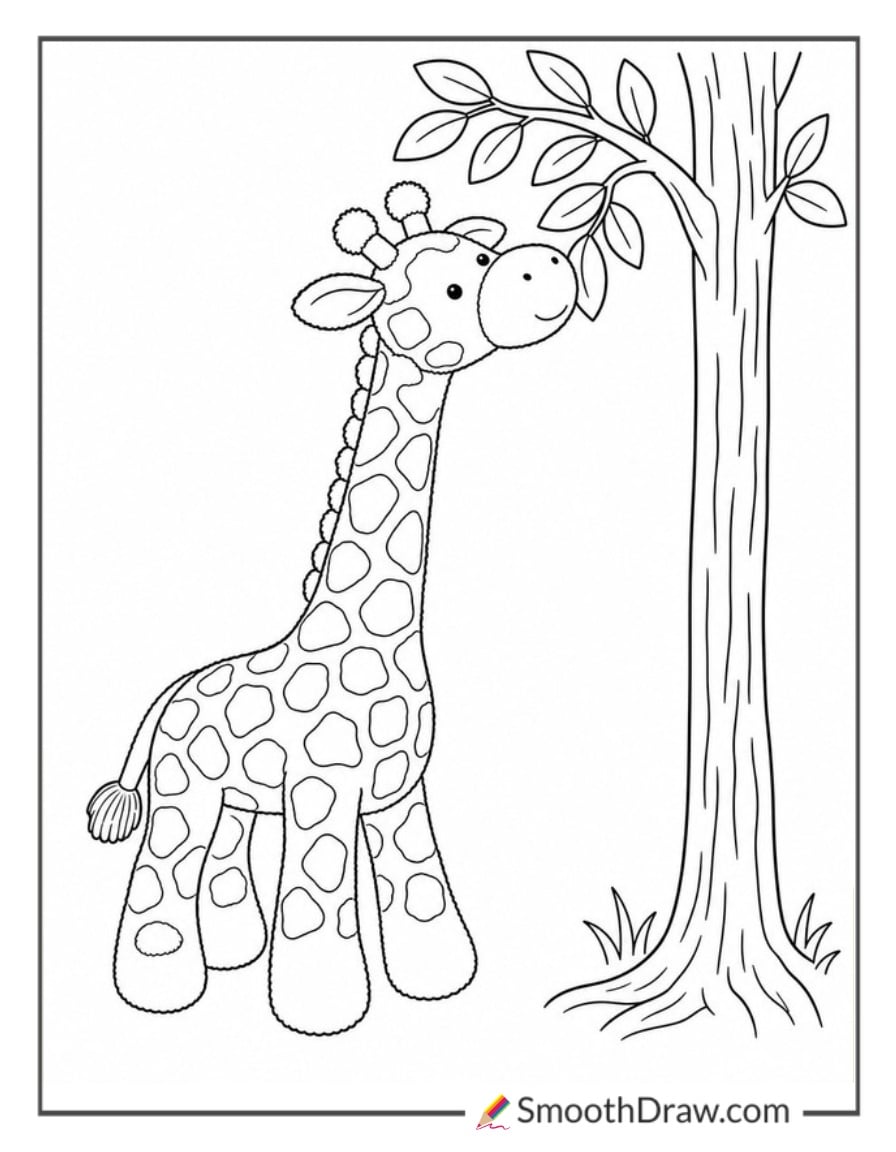 jellycat giraffe reaching for leaves
