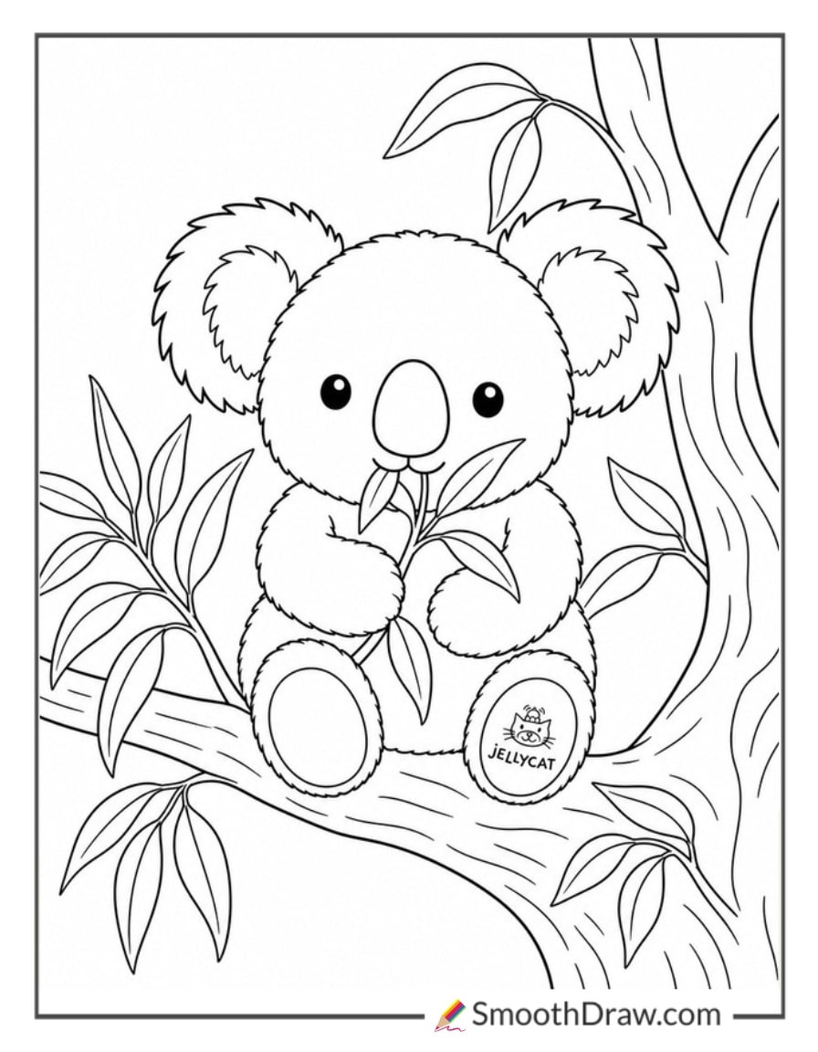 jellycat koala eating eucalyptus leaves