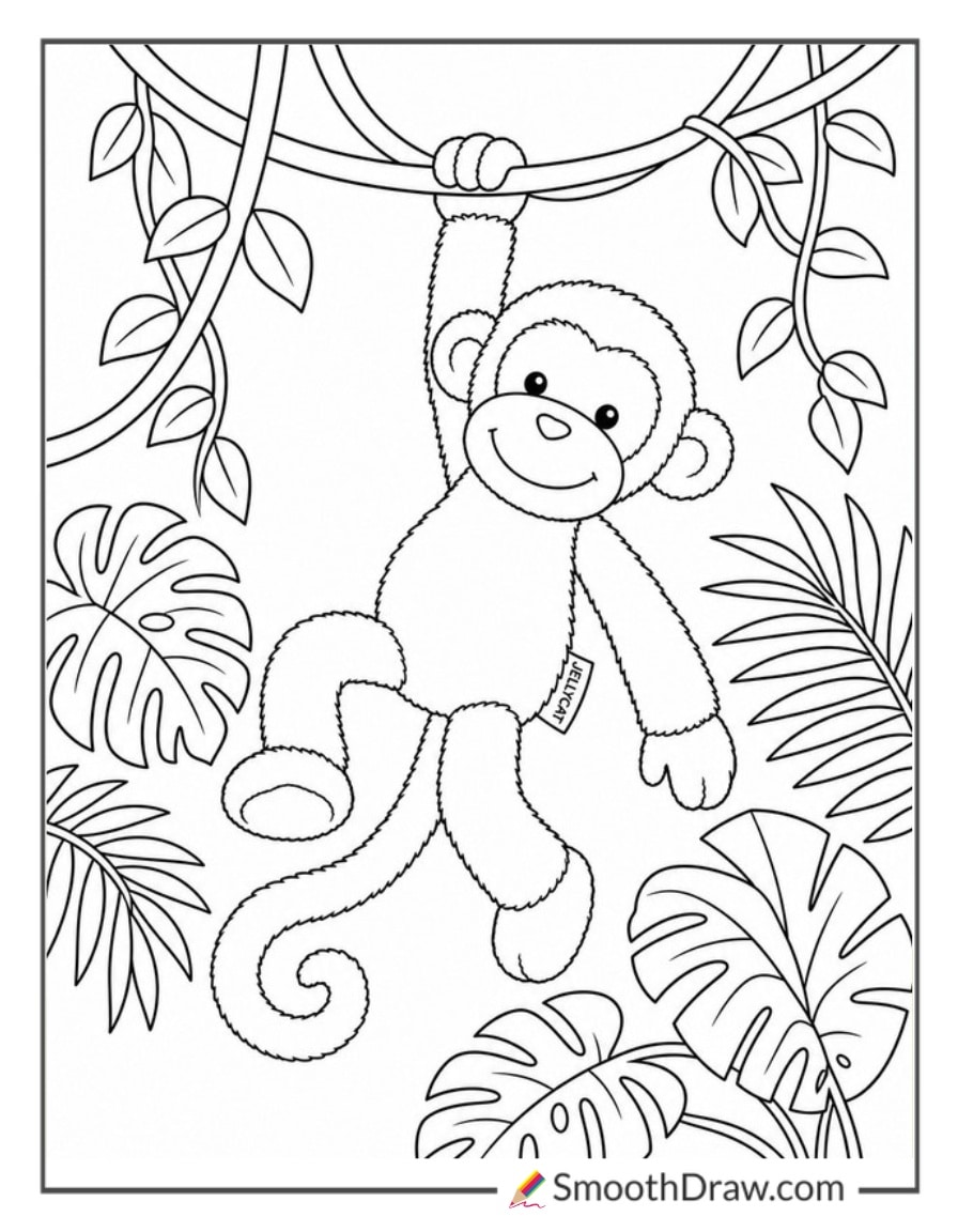 jellycat monkey swinging from vines