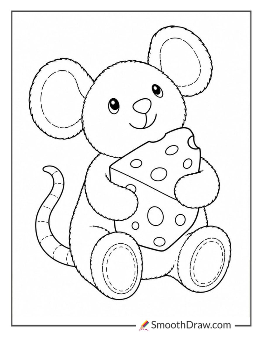 jellycat mouse with a piece of cheese