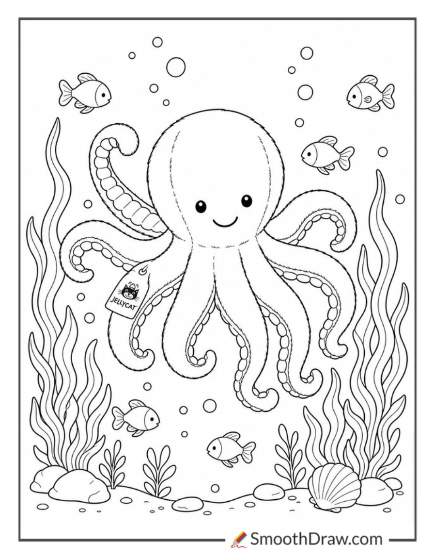 jellycat octopus in the ocean