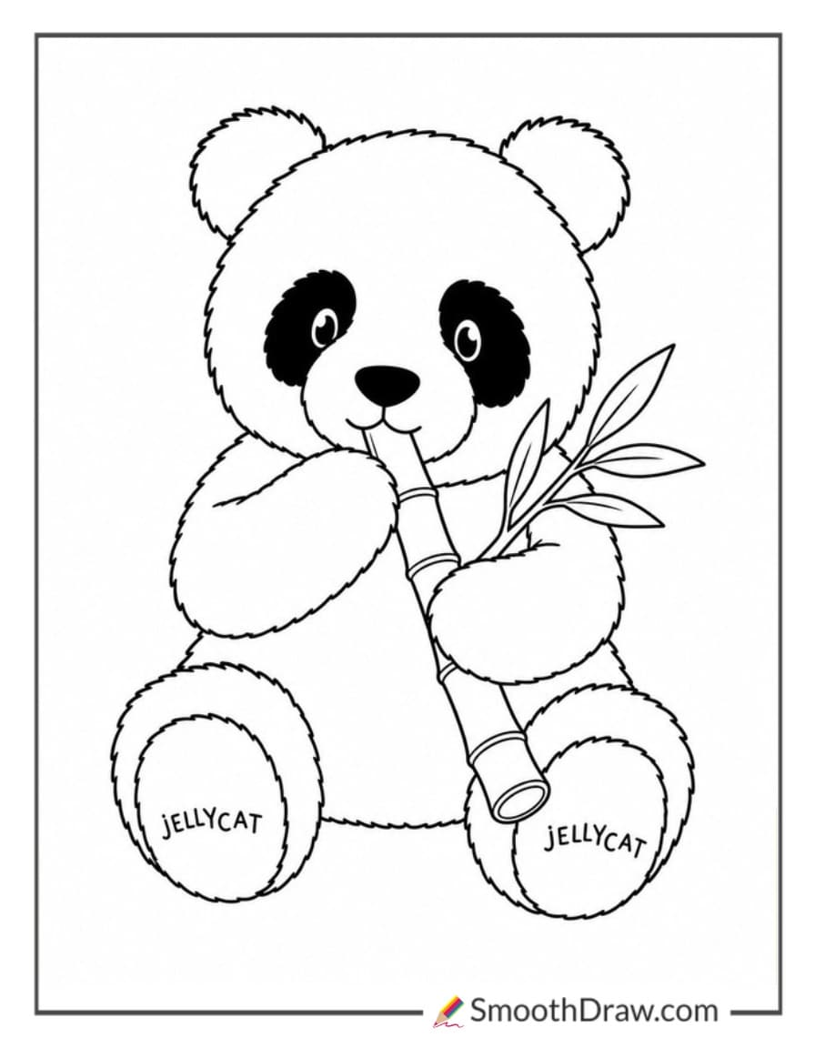 jellycat panda with bamboo