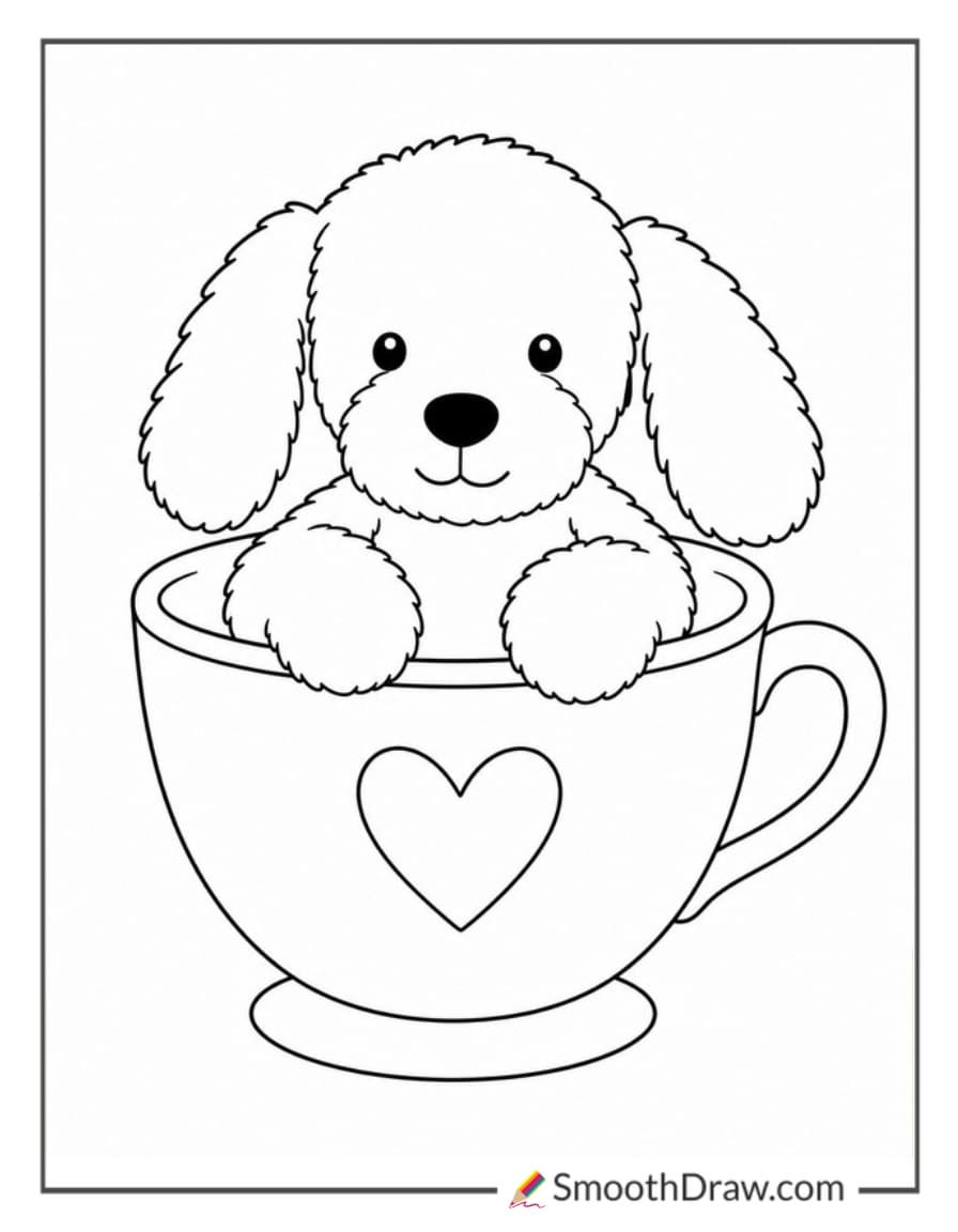 jellycat puppy in a teacup