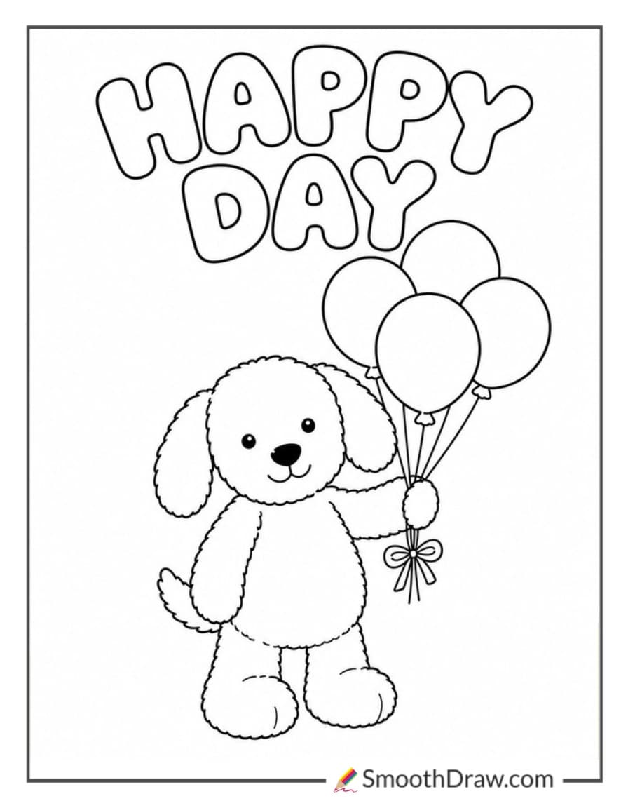 jellycat puppy with birthday balloons
