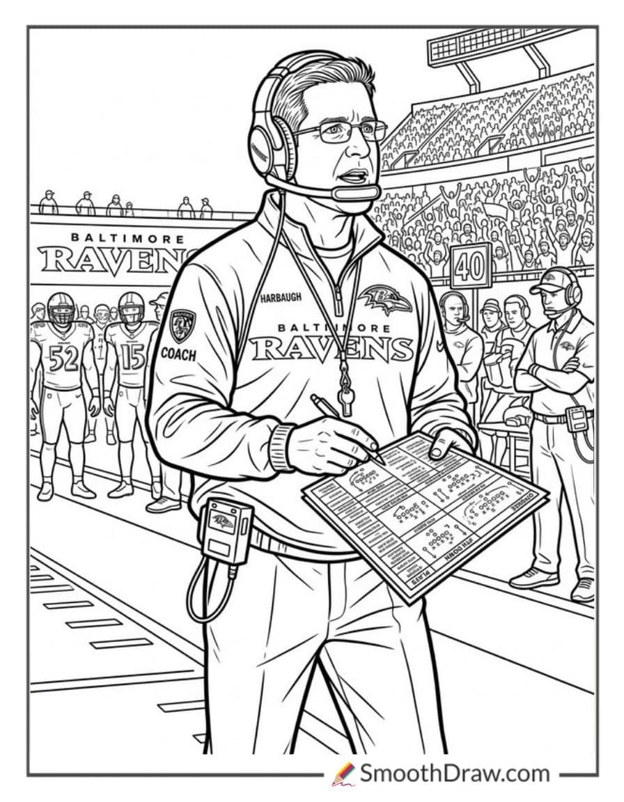 John Harbaugh Coaching On Sideline